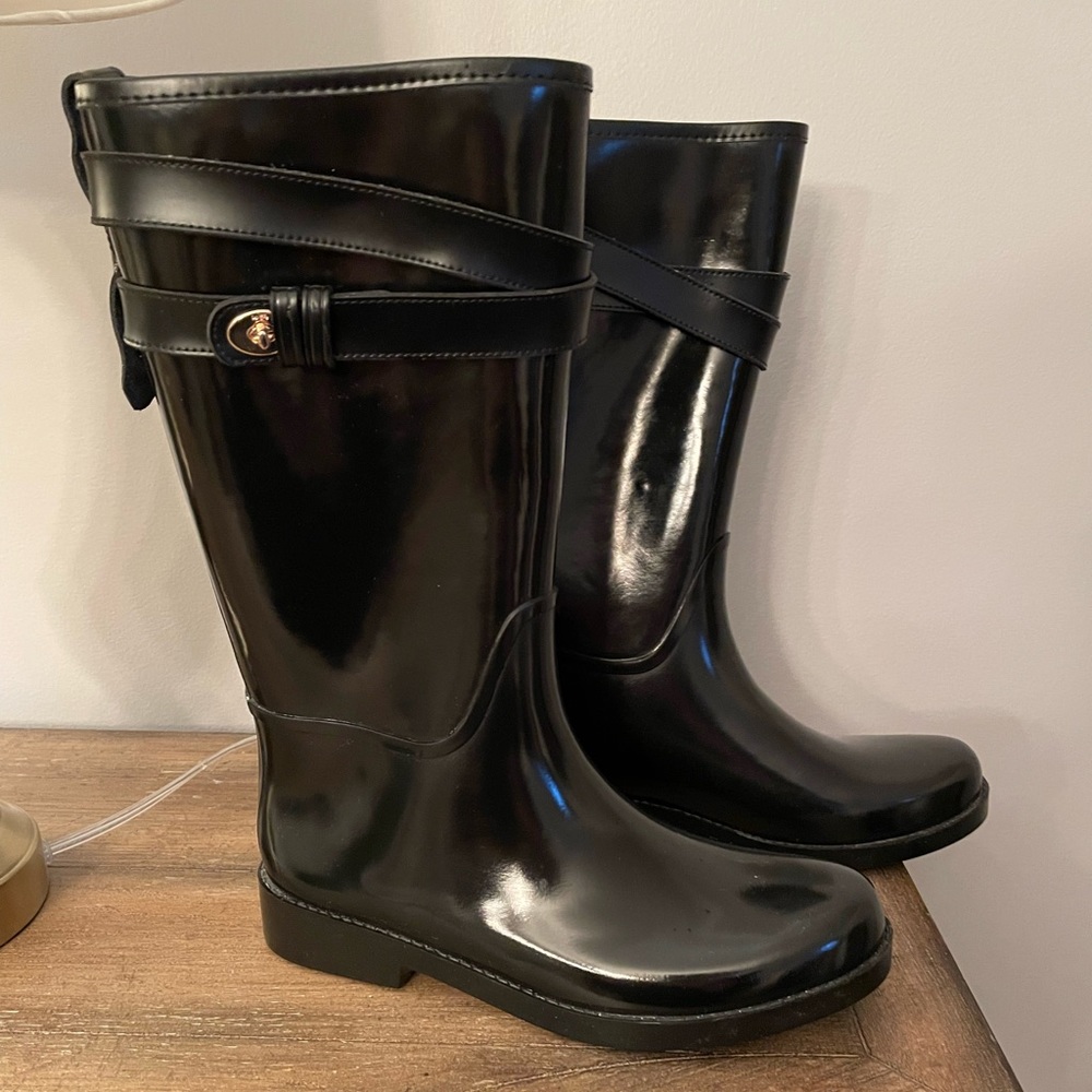 Coach Black Rubber Rain boots